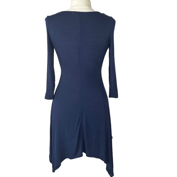 Bailey Blue Womens Dress Blue Scoop Neck Kerchief Hem Size Medium - Picture 2 of 7